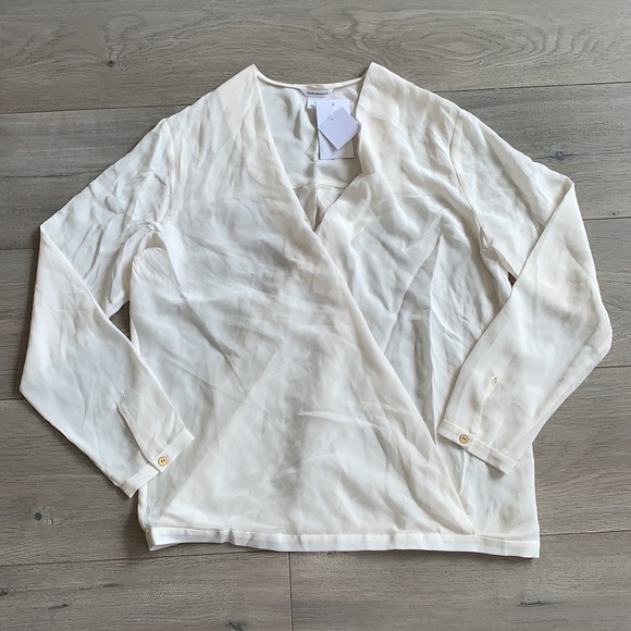 Club Monaco Khalila Wrap Silk Nude Wrap Top Small - Picture 2 of 6